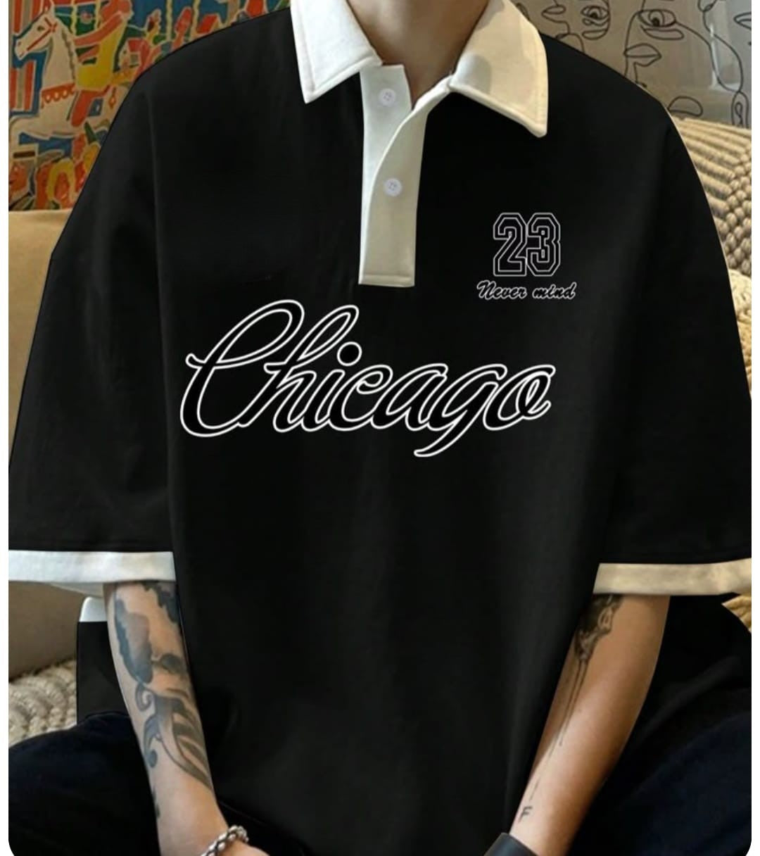 Vintage Style Chicago 23 heavyweight Rugby T-Shirt