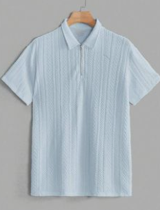 Mens Light Blue Stiped woven T-Shirt