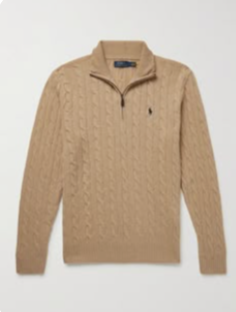 Mens Classic Knit Quarter-zip Pullover T-shirt