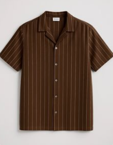 Rust Brown Striped Causal Short Sleves T-shirt